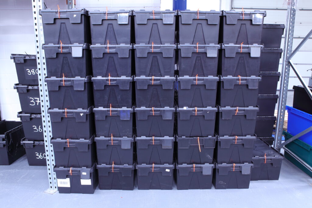 Tote boxes ensure washed, dried & hygienic cups arrive at site